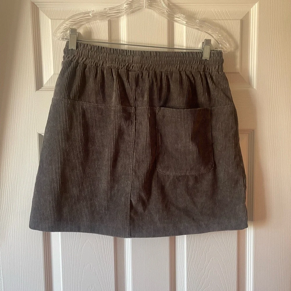 Wishlist Corduroy Mini Skirt - Charcoal Gray - Picture 5 of 10